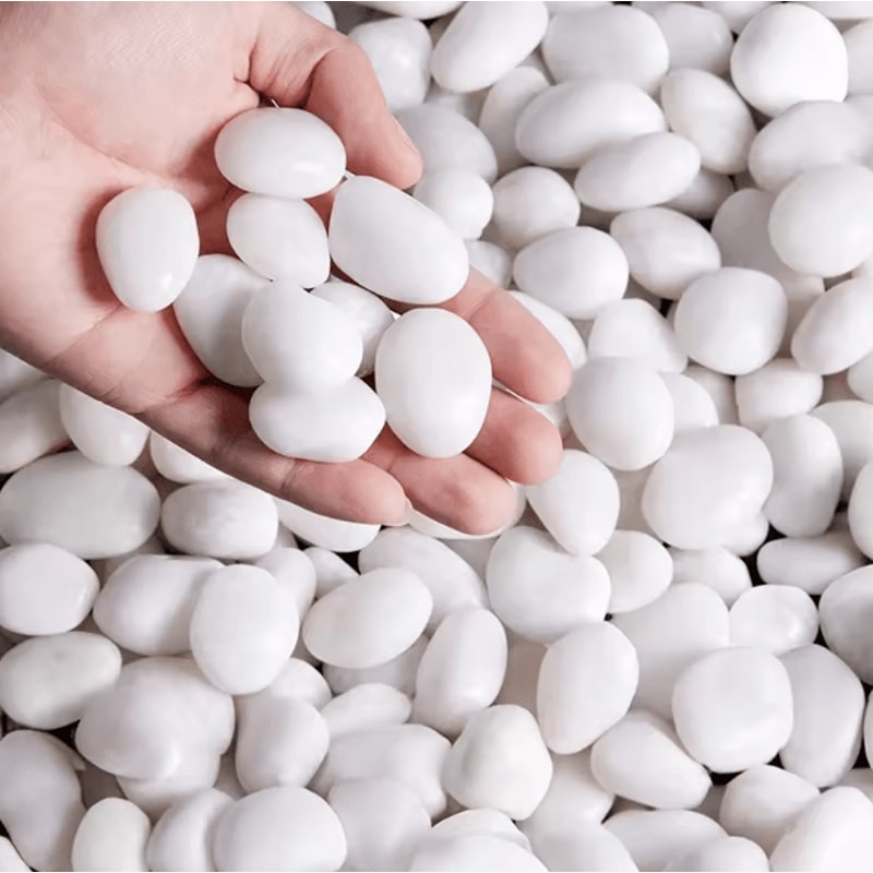 CrystalWhite 300g800g Natural Polished Pebbles Aquarium Garden Decor Stones 3