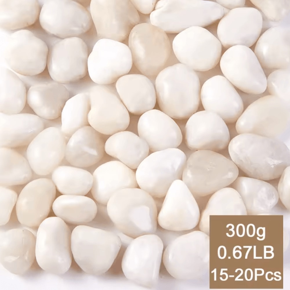 CrystalWhite 300g800g Natural Polished Pebbles Aquarium Garden Decor Stones 6