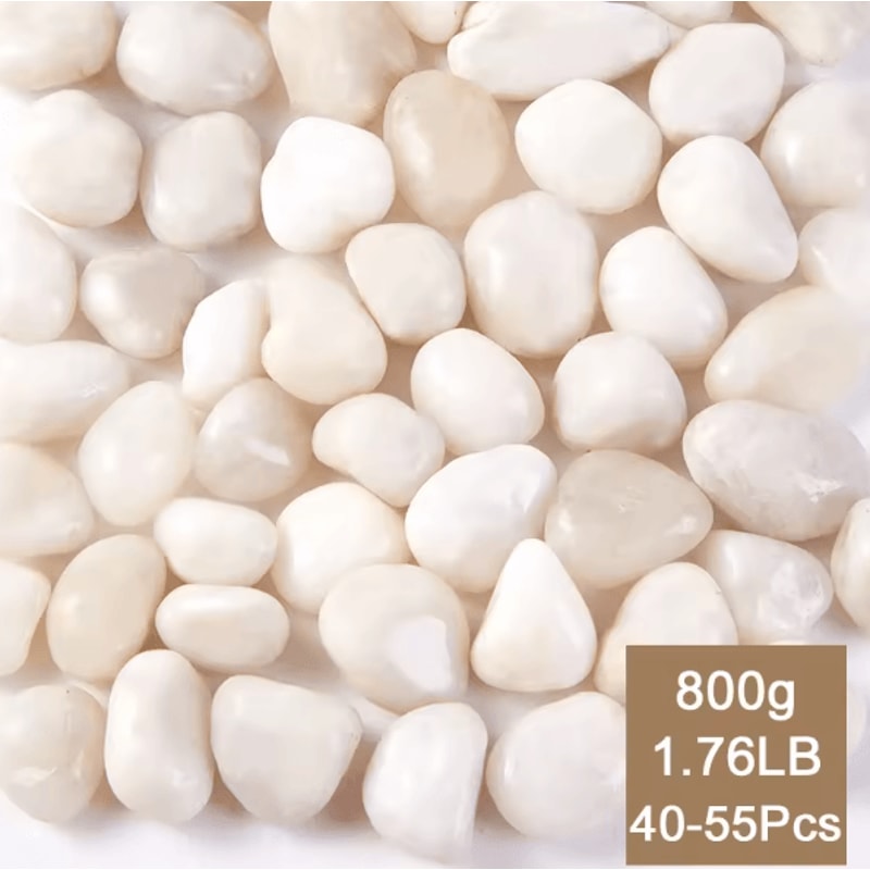 CrystalWhite 300g800g Natural Polished Pebbles Aquarium Garden Decor Stones 7
