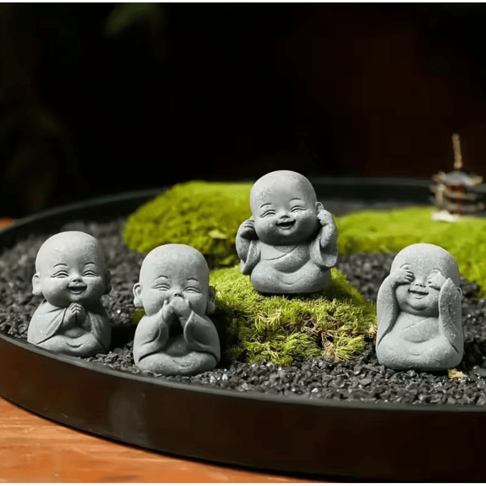 ZenSoul 14PCS Cute Mini Monk Statues Serene Meditation Decor For Desk Garden 1