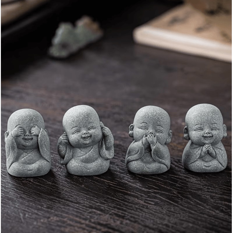 ZenSoul 14PCS Cute Mini Monk Statues Serene Meditation Decor For Desk Garden 3