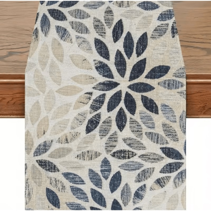 VIKAMA Elegant Floral Linen Table Runner Farmhouse Modern Dining Decor 0