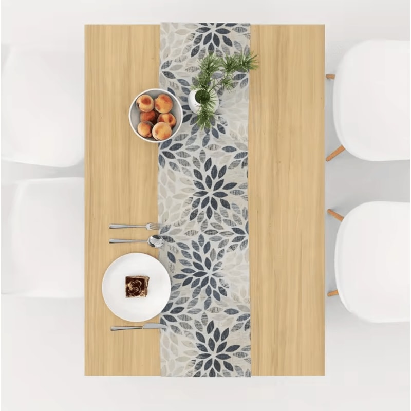 VIKAMA Elegant Floral Linen Table Runner Farmhouse Modern Dining Decor 1