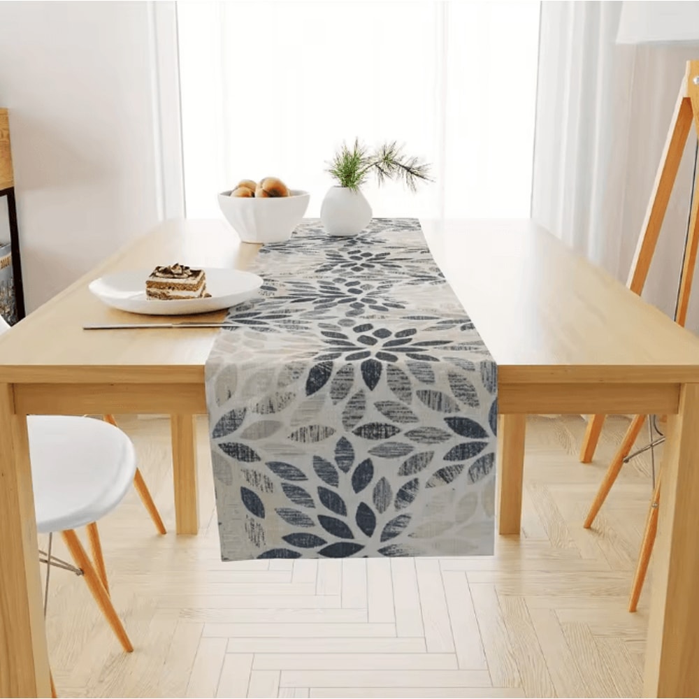 VIKAMA Elegant Floral Linen Table Runner Farmhouse Modern Dining Decor 3