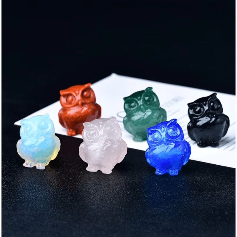 CrystalSpirit Natural Crystal Owl Figurine Healing Gemstone Decor For Home Gifts 0