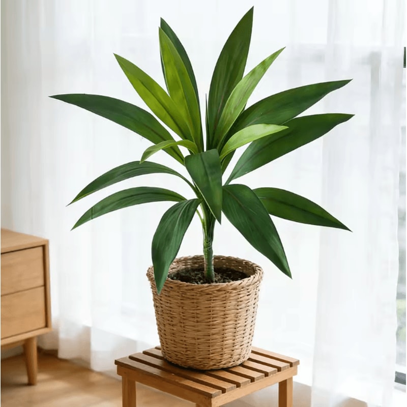 TropiDraca 17Leaf Artificial Dracaena Plant 177 Inch Tropical Palm Decor Branch 2