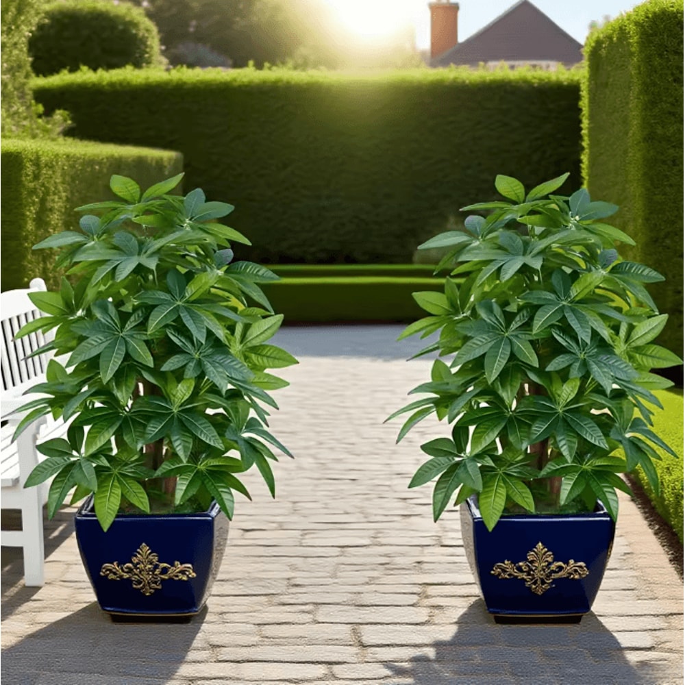 GreenAura Artificial Money Tree Palm Large Tropical Plant Decor For Indoor Outdoor Spaces 2