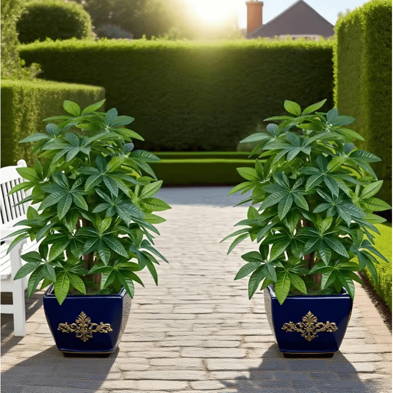 GreenAura Artificial Money Tree Palm Large Tropical Plant Decor For Indoor Outdoor Spaces 2