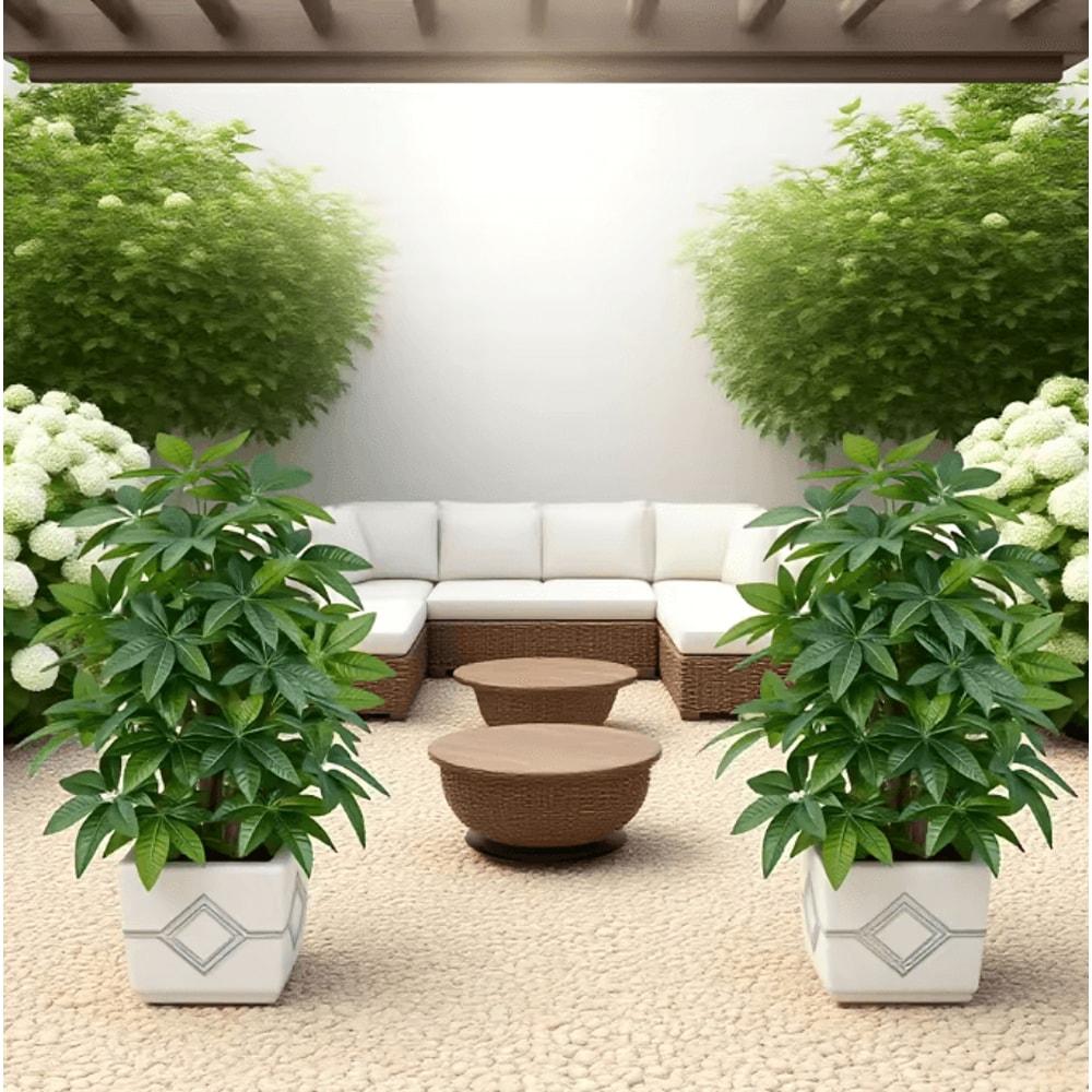 GreenAura Artificial Money Tree Palm Large Tropical Plant Decor For Indoor Outdoor Spaces 3