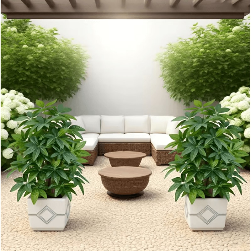 GreenAura Artificial Money Tree Palm Large Tropical Plant Decor For Indoor Outdoor Spaces 3