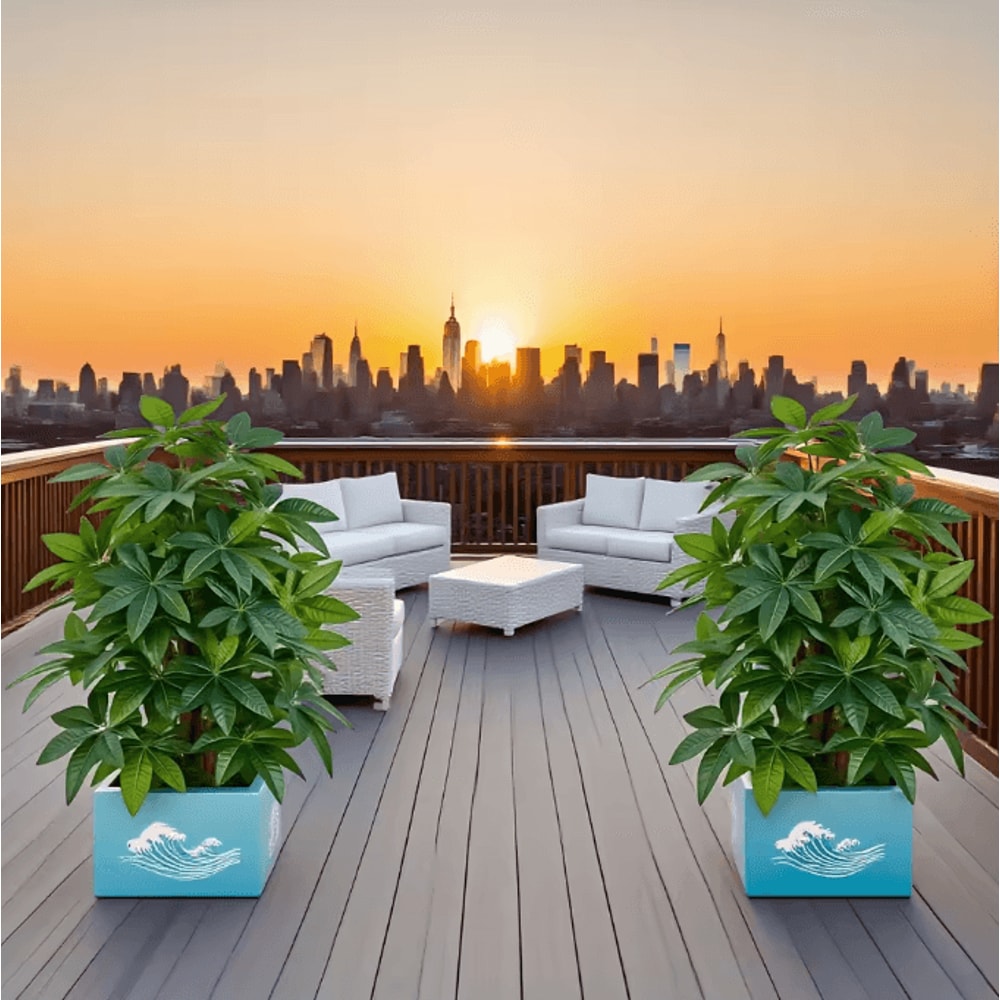 GreenAura Artificial Money Tree Palm Large Tropical Plant Decor For Indoor Outdoor Spaces 4