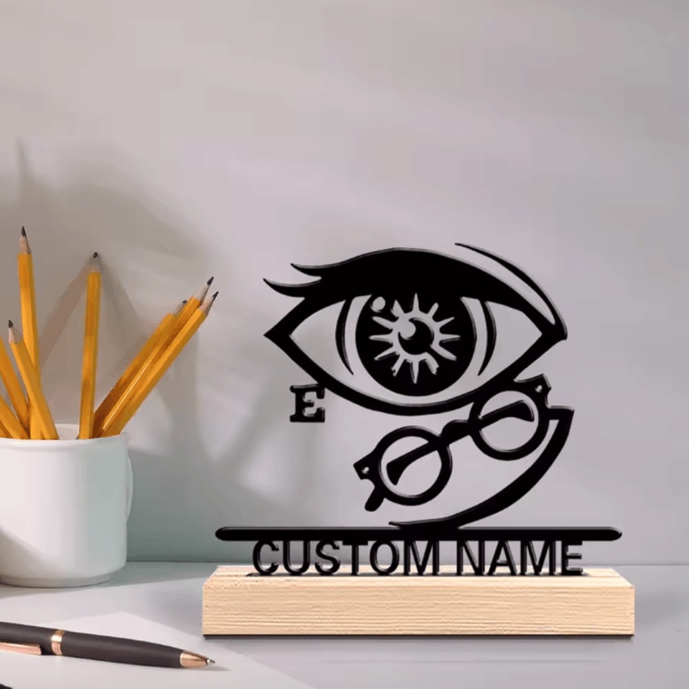 VisionCraft Personalized Ophthalmologist Metal Statue Wooden Base Desk Decor Gift 1