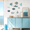 OceanCraft 10PCS Wooden Fish Wall Decor Nautical Coastal Hanging Art Set 1