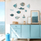OceanCraft 10PCS Wooden Fish Wall Decor Nautical Coastal Hanging Art Set 1