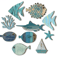 OceanCraft 10PCS Wooden Fish Wall Decor Nautical Coastal Hanging Art Set 3