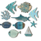 OceanCraft 10PCS Wooden Fish Wall Decor Nautical Coastal Hanging Art Set 3