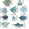 OceanCraft 10PCS Wooden Fish Wall Decor Nautical Coastal Hanging Art Set 5