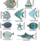 OceanCraft 10PCS Wooden Fish Wall Decor Nautical Coastal Hanging Art Set 5