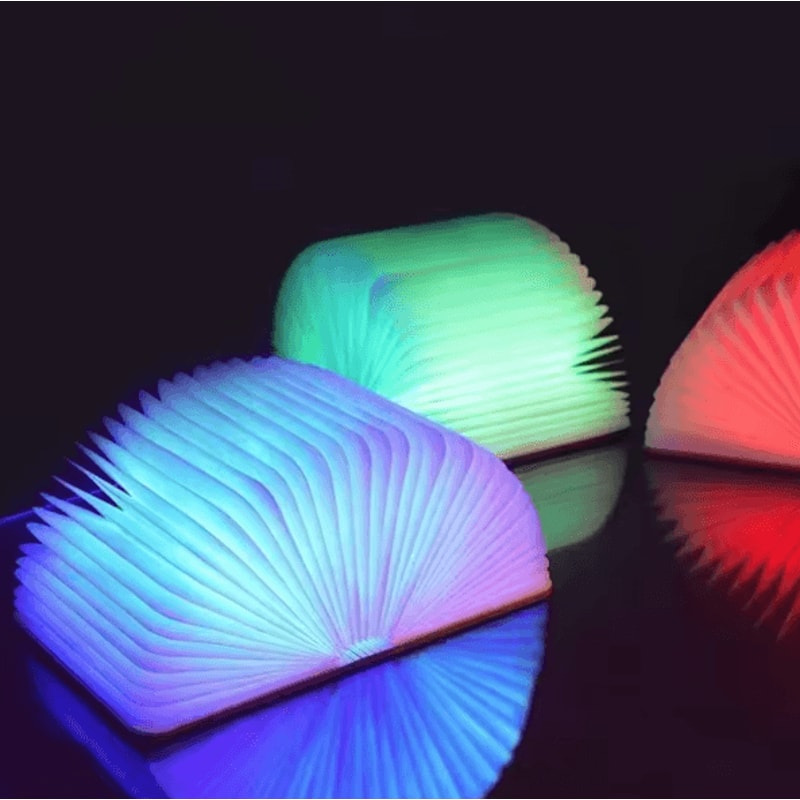 LumiBook 3D Folding Wooden LED Book Light RGB USB Rechargeable Night Lamp Decor 3