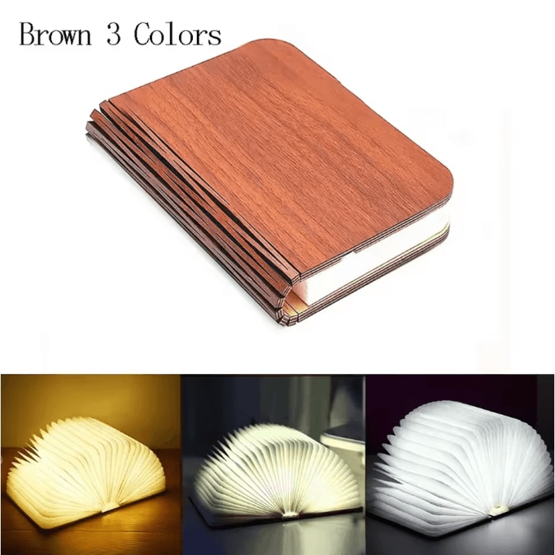 LumiBook 3D Folding Wooden LED Book Light RGB USB Rechargeable Night Lamp Decor 5