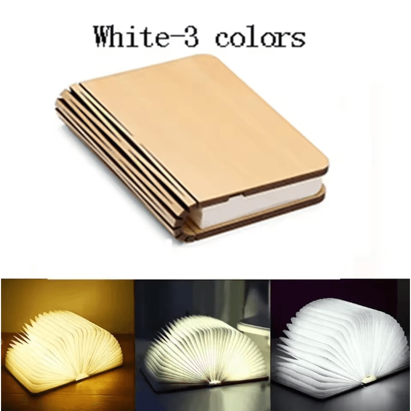 LumiBook 3D Folding Wooden LED Book Light RGB USB Rechargeable Night Lamp Decor 7