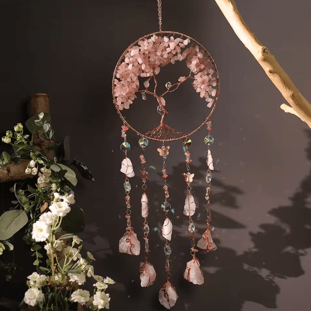 LunaCrystal Natural Agate Dream Catcher Wall Hanging Moon Star Sun Boho Decor 1