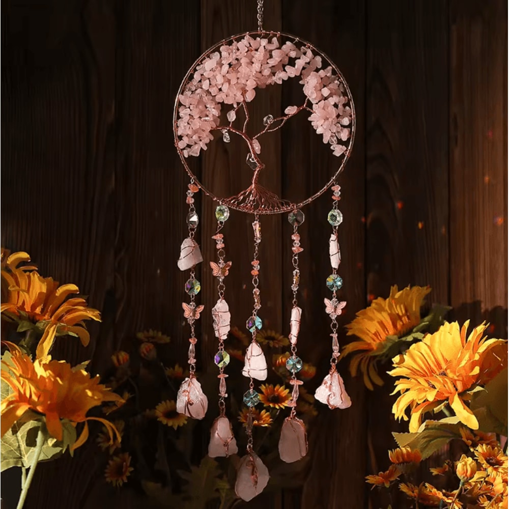 LunaCrystal Natural Agate Dream Catcher Wall Hanging Moon Star Sun Boho Decor 2