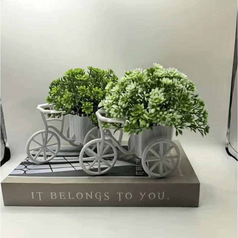 RustiCycle Vintage Mini Bicycle Model With Flower Basket Desk Decor 2