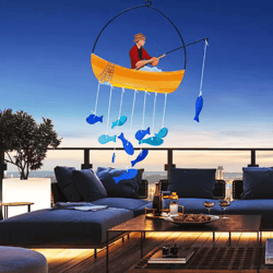 oceanwhisper 21inches blue sea glass fish wind chimes outdoor coastal decor
