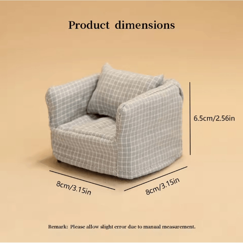 CozyNest 1 By 12 Scale Miniature Plaid Wooden Sofa For Dollhouse Decor 4