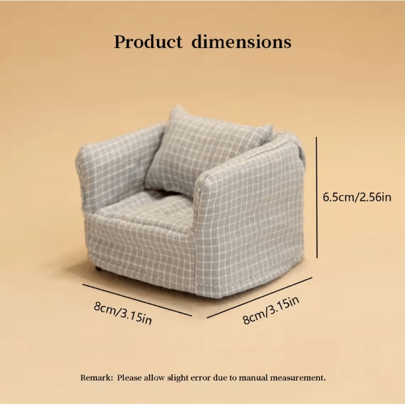CozyNest 1 By 12 Scale Miniature Plaid Wooden Sofa For Dollhouse Decor 4