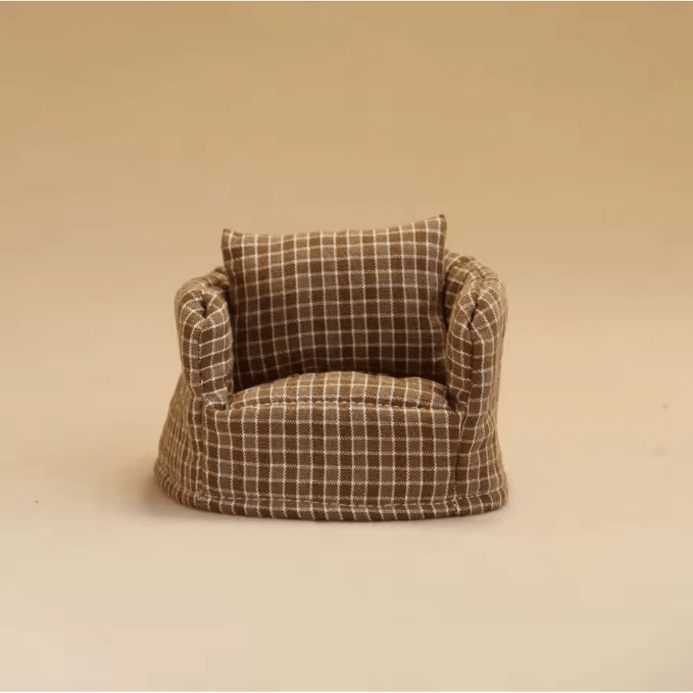 CozyNest 1 By 12 Scale Miniature Plaid Wooden Sofa For Dollhouse Decor 5