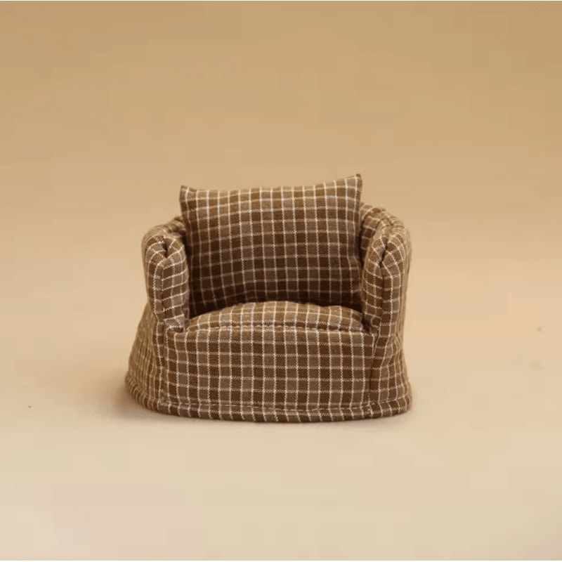 CozyNest 1 By 12 Scale Miniature Plaid Wooden Sofa For Dollhouse Decor 5