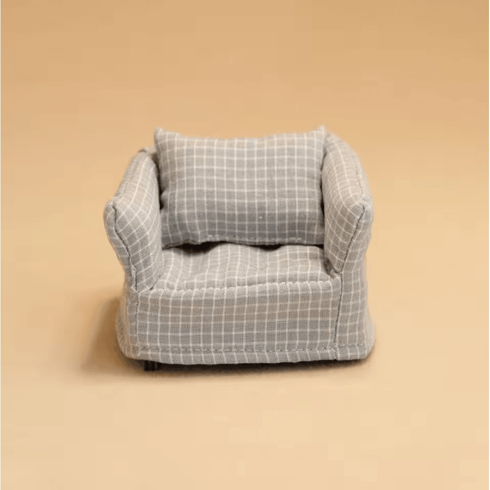 CozyNest 1 By 12 Scale Miniature Plaid Wooden Sofa For Dollhouse Decor 6