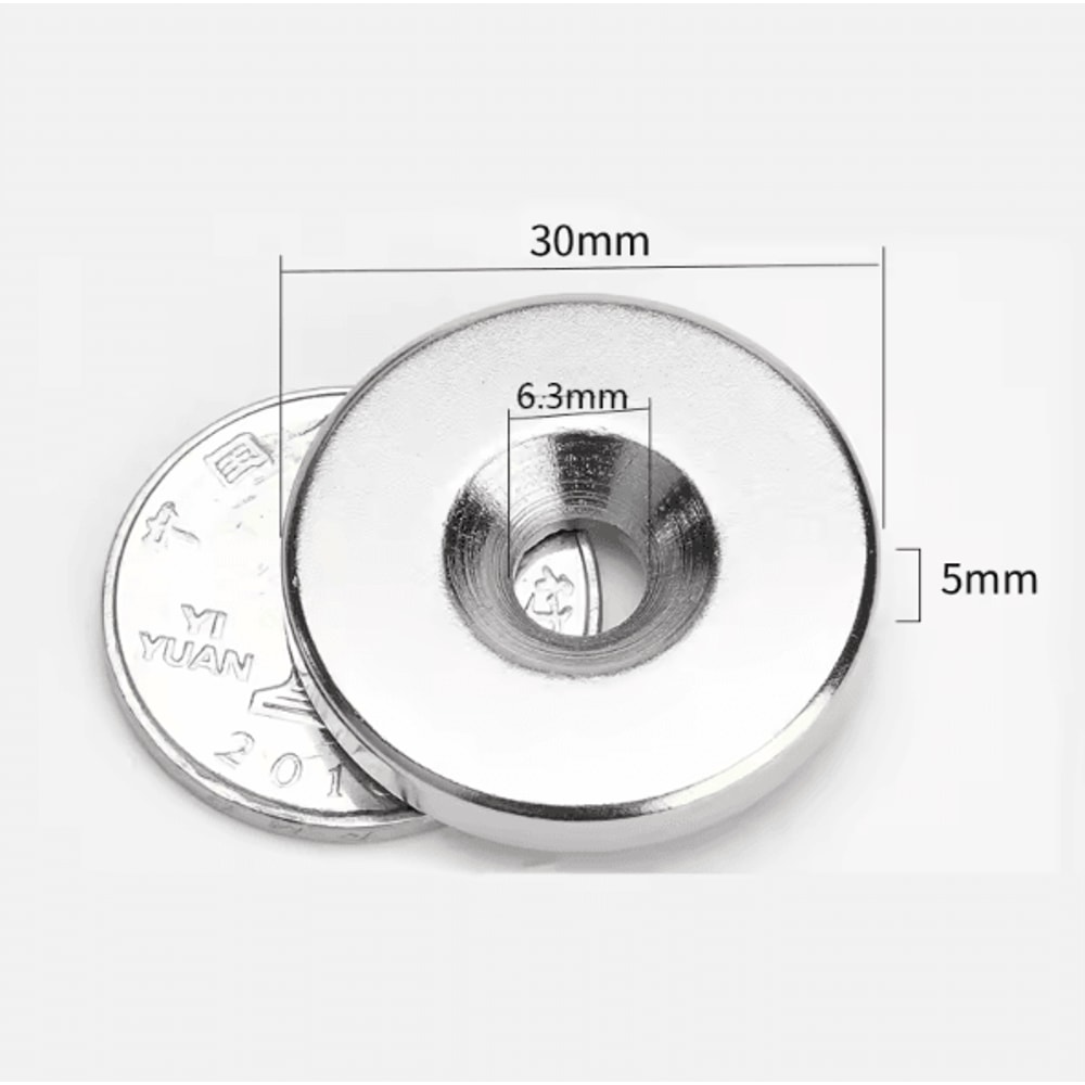 MagnaCore N52 Countersunk Hole Neodymium Magnet 30mm Disc Heavy Duty Mounting Magnet 0