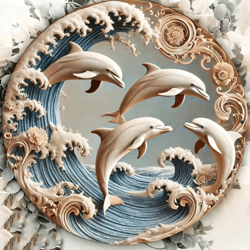 oceanwave wooden dolphin wall plaque 2d underwater theme decor for home and office
