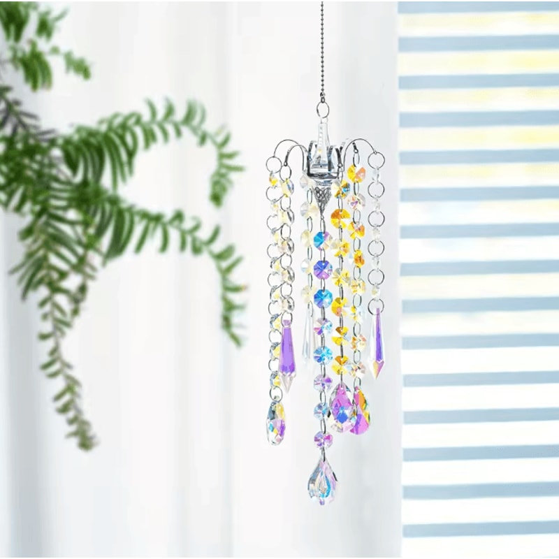 CrystalGlow Chandelier Wind Chime Suncatcher Prism Rainbow Hanging Decor 1