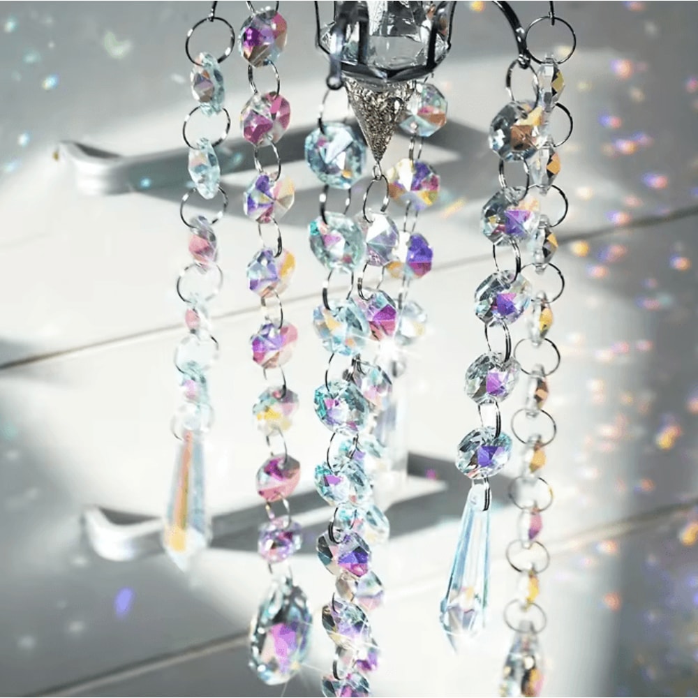 CrystalGlow Chandelier Wind Chime Suncatcher Prism Rainbow Hanging Decor 2