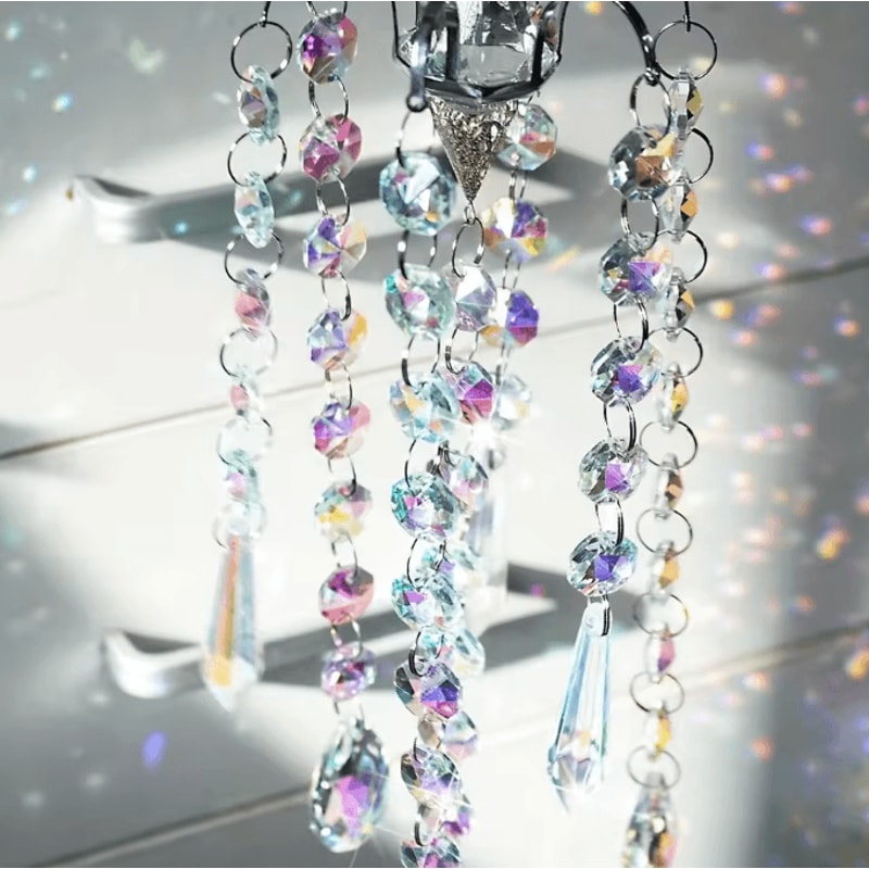 CrystalGlow Chandelier Wind Chime Suncatcher Prism Rainbow Hanging Decor 2