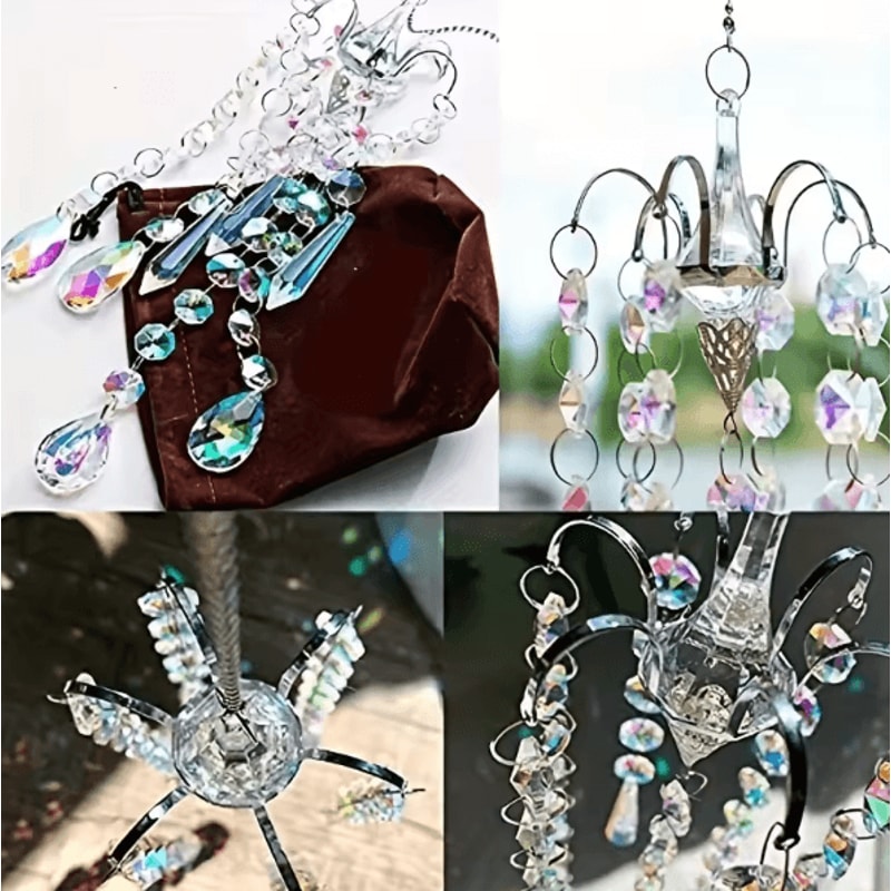 CrystalGlow Chandelier Wind Chime Suncatcher Prism Rainbow Hanging Decor 3