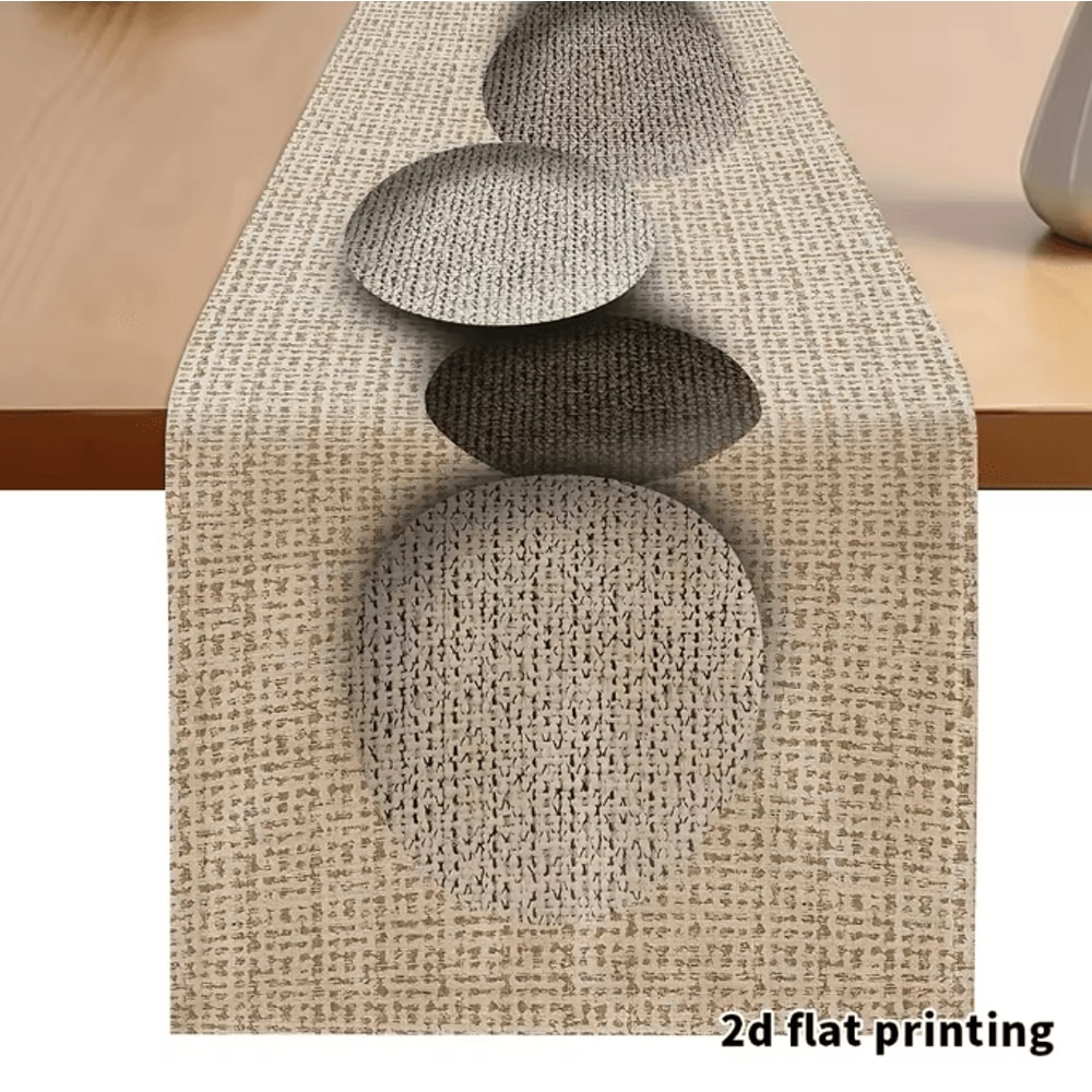 Earth Tone Pebble Pattern Table Runner Textured Neutral Farmhouse Decor 0