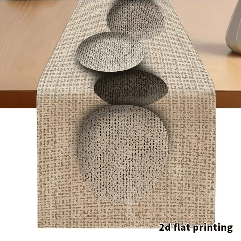 Earth Tone Pebble Pattern Table Runner Textured Neutral Farmhouse Decor 0