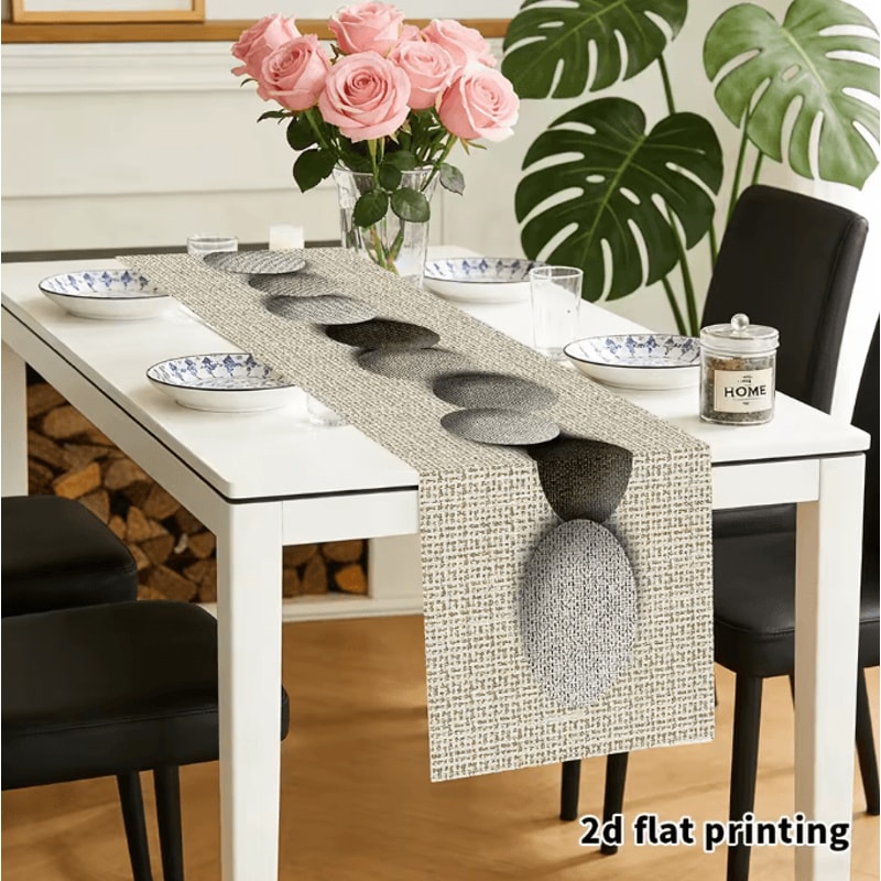 Earth Tone Pebble Pattern Table Runner Textured Neutral Farmhouse Decor 2