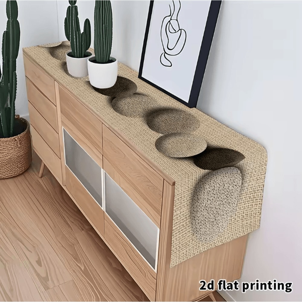 Earth Tone Pebble Pattern Table Runner Textured Neutral Farmhouse Decor 4