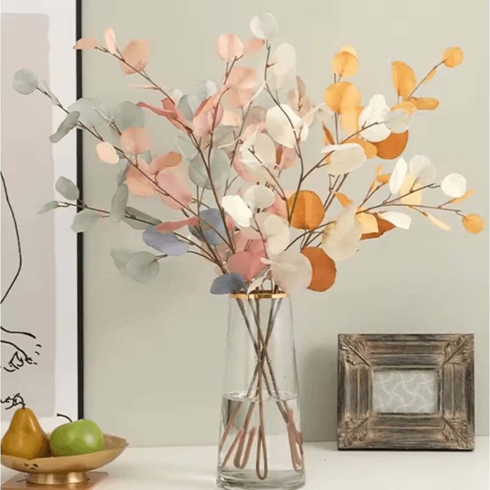 GreenVibe Long Stem Artificial Eucalyptus Leaves Wall And Vase Decor 1