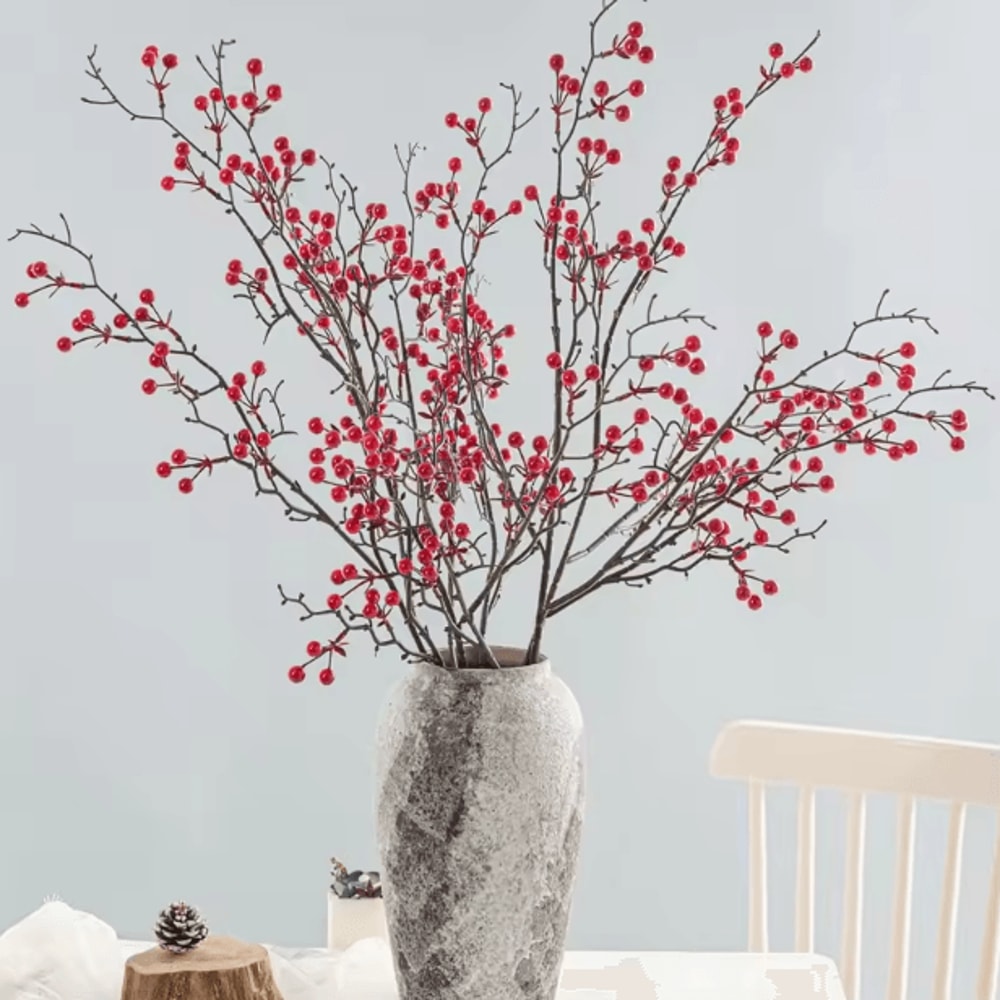 FestiveBerry Artificial Holly Red Berry Plant Decor For Home And Party Styling 1