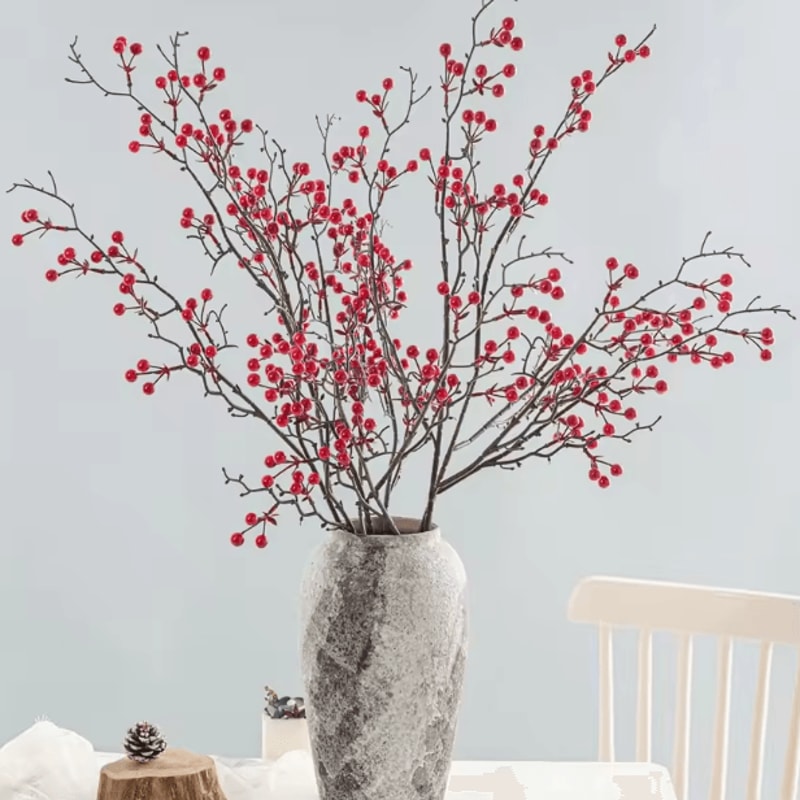 FestiveBerry Artificial Holly Red Berry Plant Decor For Home And Party Styling 1