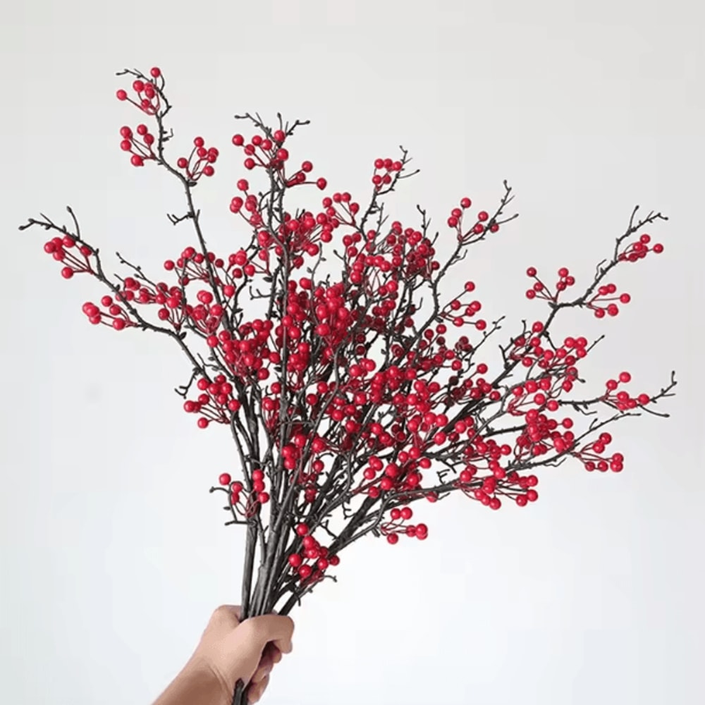 FestiveBerry Artificial Holly Red Berry Plant Decor For Home And Party Styling 4