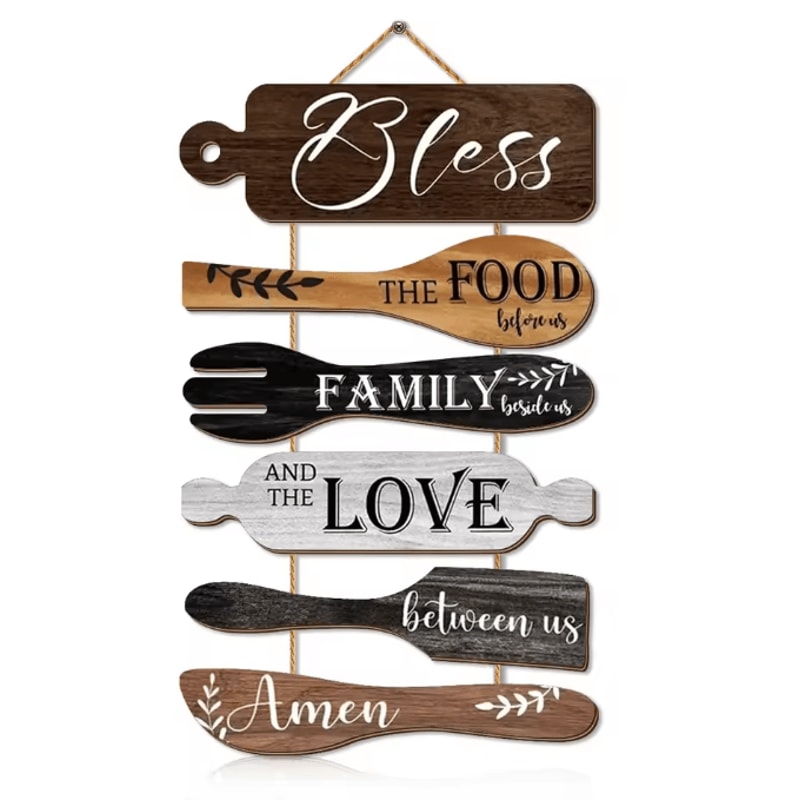 HomeBless Wooden Kitchen Blessing Wall Decor Sign For Dining And Family Spaces 3