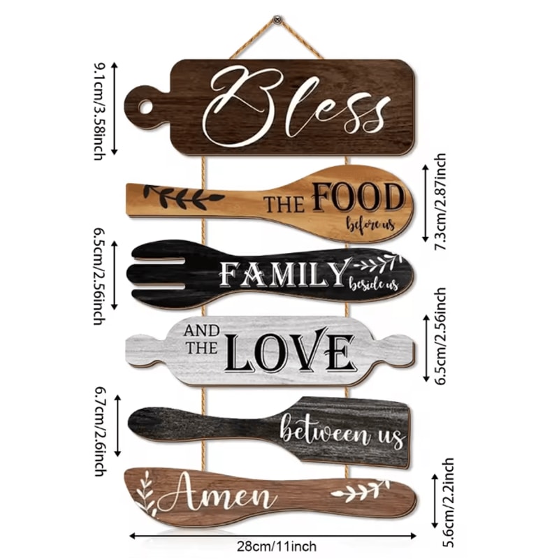HomeBless Wooden Kitchen Blessing Wall Decor Sign For Dining And Family Spaces 4